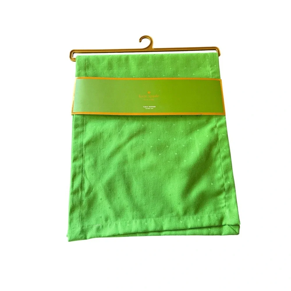 Kate Spade Table Runner Green Larabee Dot Polka Dot 15x72 Cotton Blend NEW‎